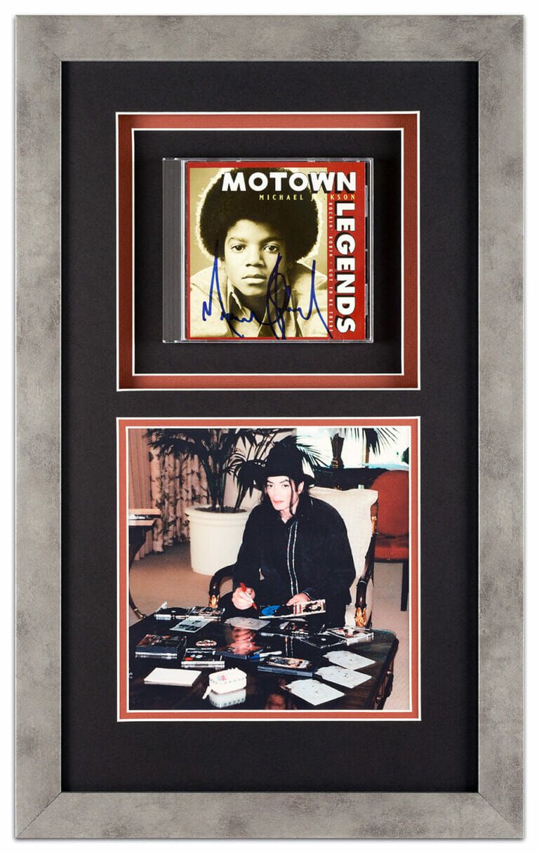 Objektrahmen mit signierter Michael Jackson CD