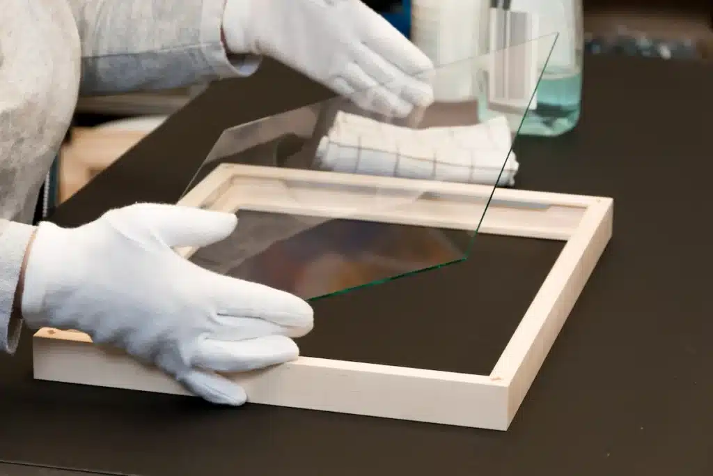 Bilderglas Einlegen bei der Bilder-Rahmung